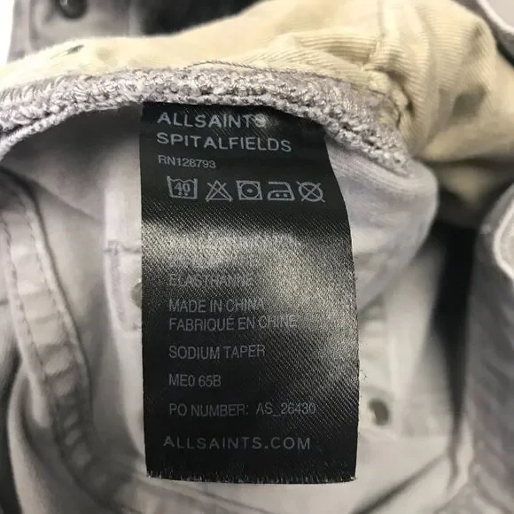 Allsaints Spitafields Sodium Taper Jean Mens 30 Waist 26 Inseam Button Fly - Picture 8 of 13